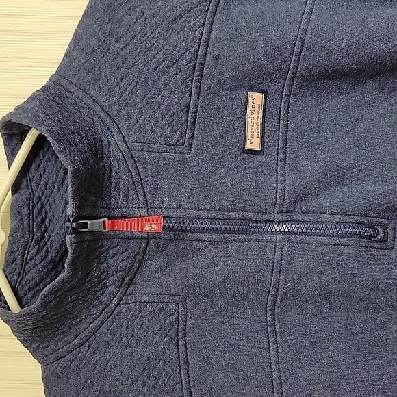 Vineyard Vines, Men's Heathered Blue Shep 3/4 Zip Sweatshirt Sz Large plaid - Picture 2 of 7